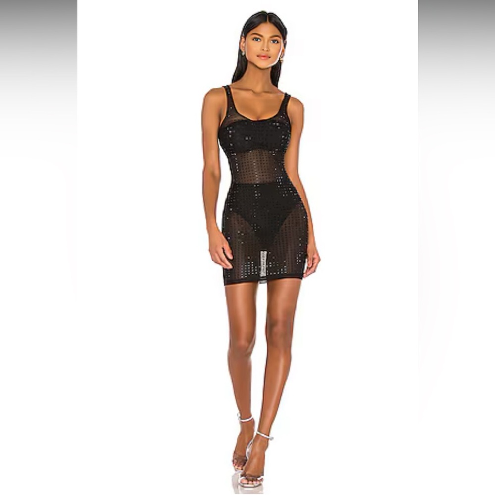 Superdown Ivanne sheer rhinestone dress